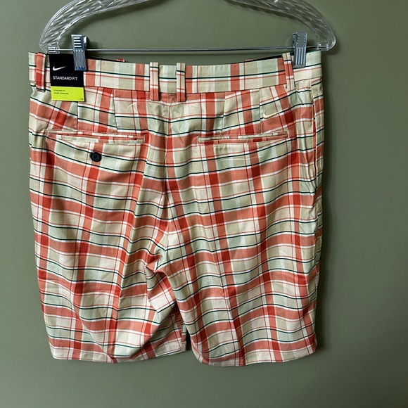 Nike Dri-FIT Flex Golf Shorts Mens Standard Fit Plaid Orange Green Size 32 - Picture 4 of 9